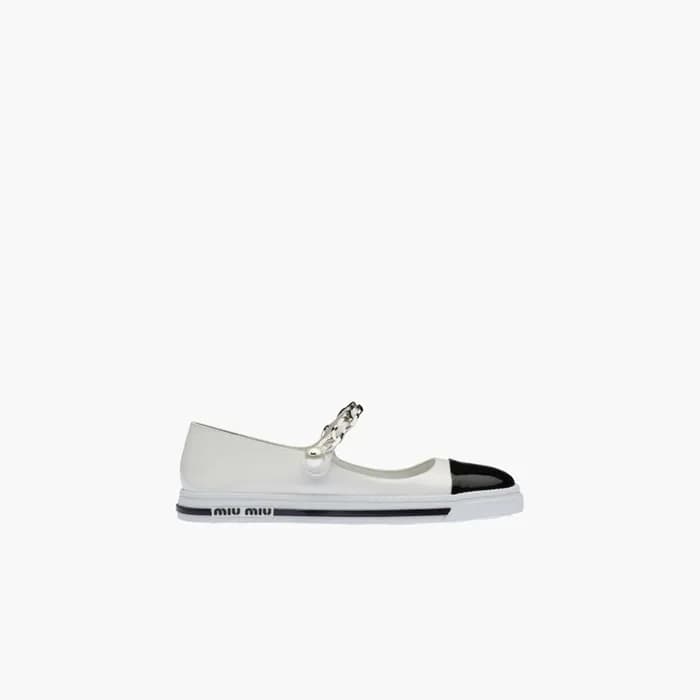 미우미우 여성 페이턴트 가죽 발레리나【매장120만원대】 - Miumiu Womens Whi… - 1