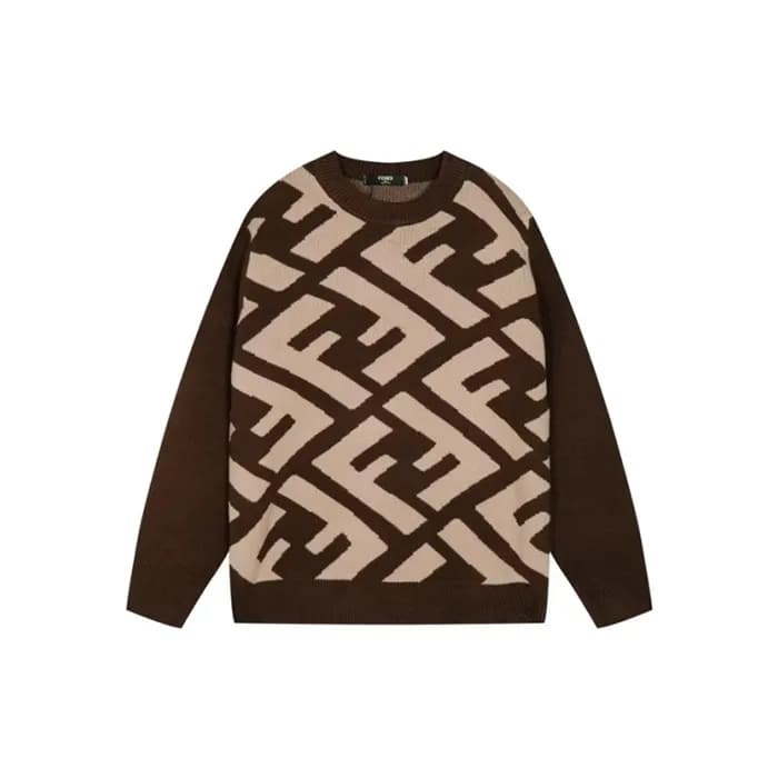 펜디 남성 브라운 크루넥 스웨터 - Fendi Mens Brown Sweaters - fe… - 1