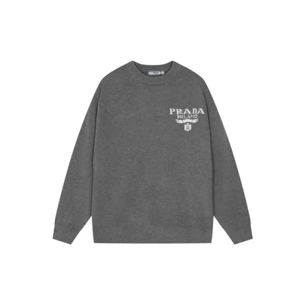 프라다 남성 크루넥 그레이 스웨터 - Prada Mens Gray Sweaters - pr… - 1