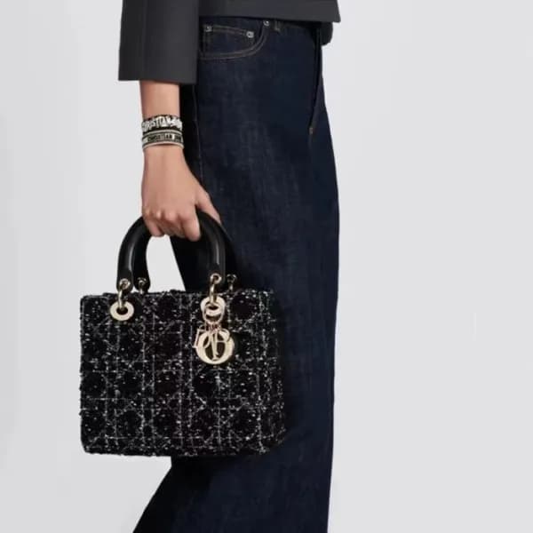 디올 여성 블랙 레이디 백 - Dior Womens Black Lady Bag - dib8… - 1