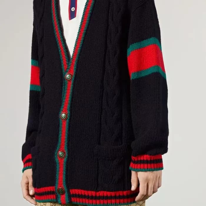 구찌 남성 네이비 브이넥 가디건 - Gucci Mens Navy Cardigan - guc… - 1