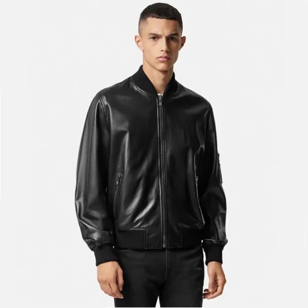 베르사체 남성 블랙 가죽 자켓 - Versace Mens Black Jackets - ve… - 1