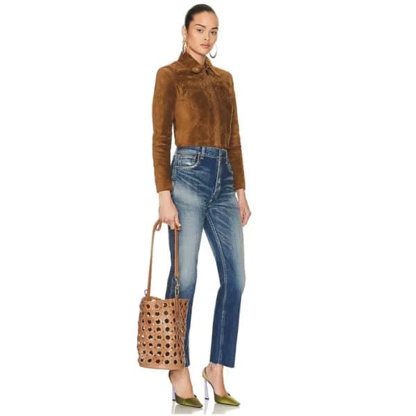 입생로랑 여성 하트 프린트 버킷 백 베지터블 레더 - Saint Laurent Womens… - 1