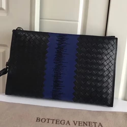 Bottega Veneta Leather Black Clutch Bag,34cm - 보테가…