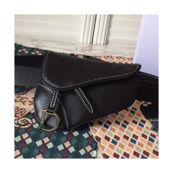 Dior 2018 Leather Black Saddle Belt Bag ,17.5CM - … - 1