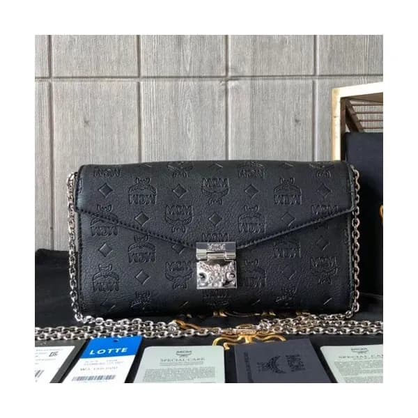MCM 2019 Millie Visetos Leather Chain Shoulder Cro… - 1