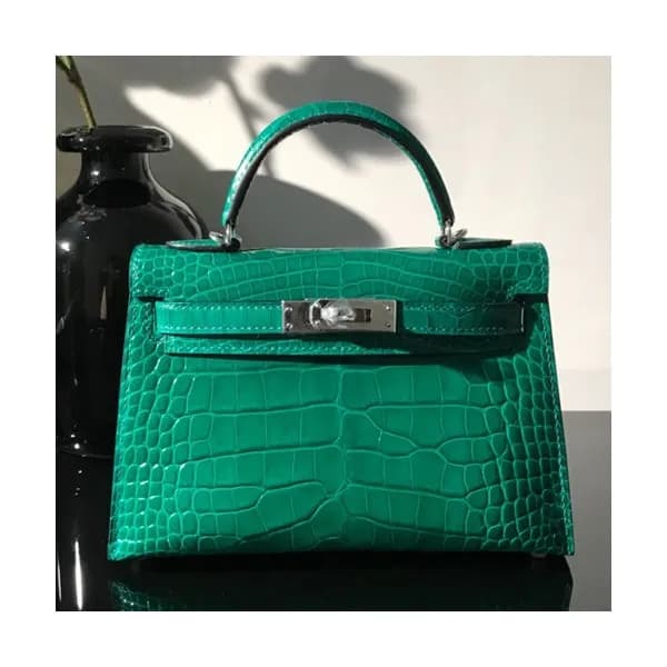 Hermes Mini Kelly Crocodile Leather Tote Shoulder … - 1