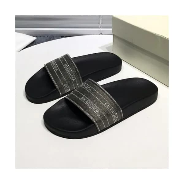 Balenciaga 2019 Mm/Wm Logo Glitter Leather Slipper… - 1