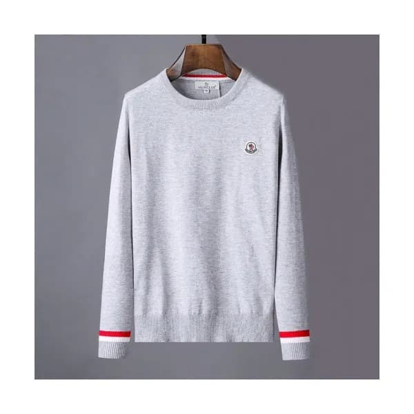Moncler 2019 Mens Retro Logo Crew-neck Wool Sweate… - 1