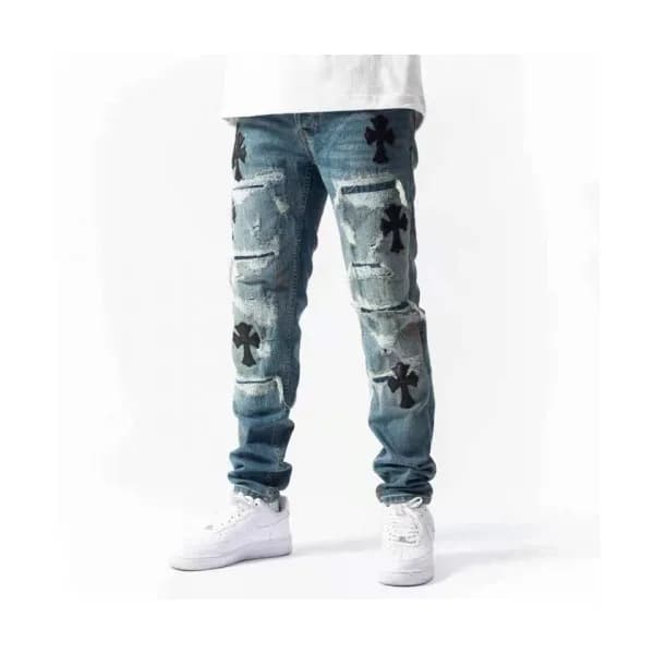 Chrom Hearts 2021 Mens Casual Denim Jeans Blue - 크… - 1