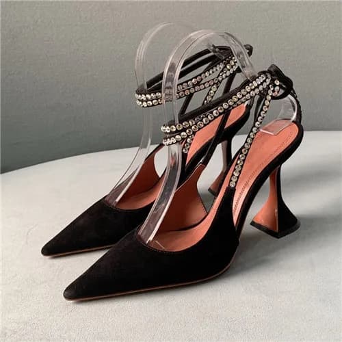 Amina Muaddi 2021 Women's Leather High Heel Sa…