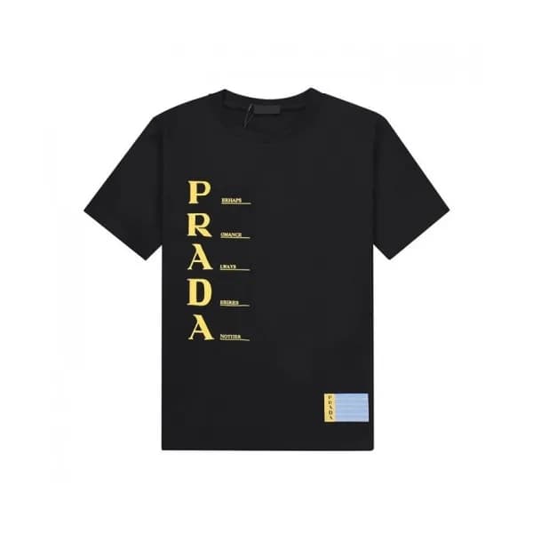 Prada Mens Basic Logo Short Sleeved Tshirts Black… - 1