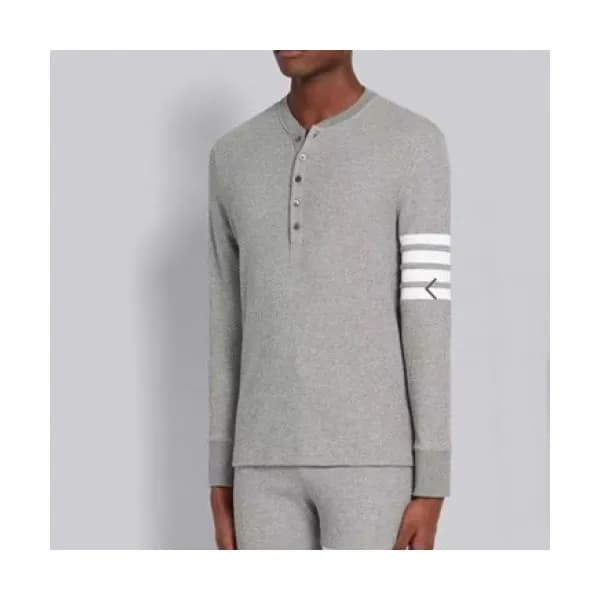 Thom Browne Mens Strap Crew-neck Cotton Tshirts G… - 1