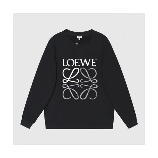 Loewe Mens Logo Crew-neck Cotton Tshirts Black - … - 1
