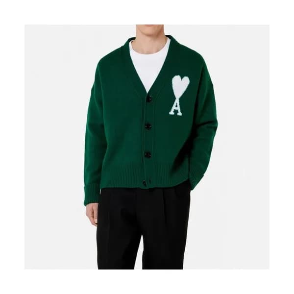 Ami Mm/Wm Logo Casual Cardigen Green - 아미 2021 남/녀… - 1