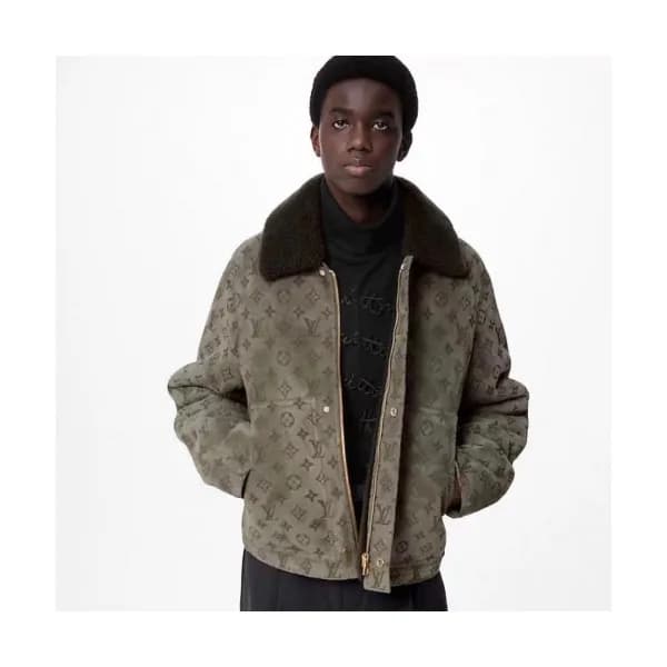 Louis vuitton Mens Logo Leather Jackets Khaki - 루… - 1