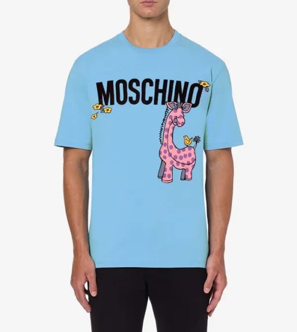 모스키노 남/녀 크루넥 블루 반팔티 - Unisex Blue Tshirts - mos021… - 1
