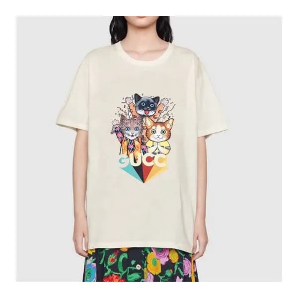 구찌 여성 크루넥 아이보리 반팔티 - Womens Ivory Tshirts - guc046… - 1