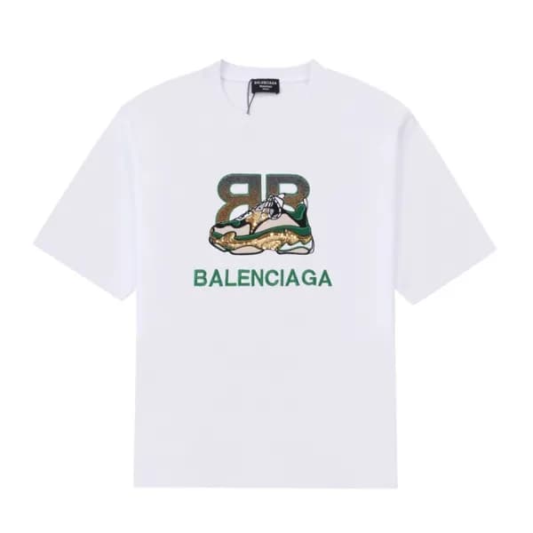 발렌시아가 남성 크루넥 화이트 반팔티 - Mens White Tshirts - bal013… - 1