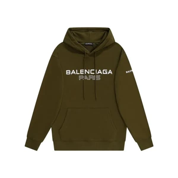 발렌시아가 남/여 캐쥬얼 카키 후드티 - Unisex Khaki Hoodie - bal01… - 1