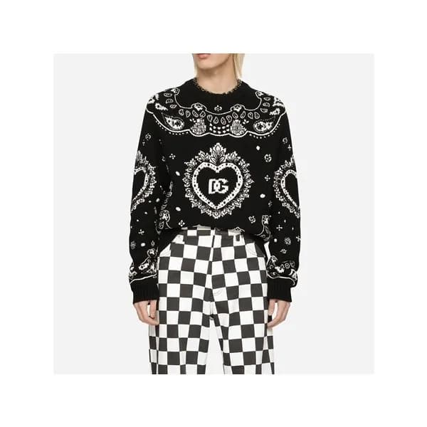 돌체앤가바나 남성 블랙 크루넥 니트 - Dolce&Gabbana Mens Black Kni… - 1
