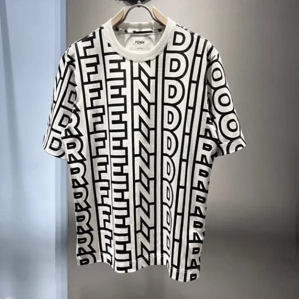 펜디 남/녀 화이트 크루넥 반팔티 - Fendi Mens Unisex Short sleev… - 1