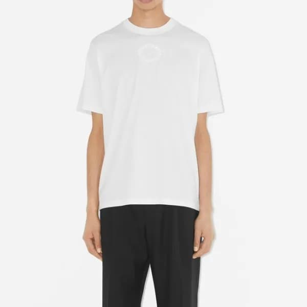 버버리 남성 화이트 크루넥 반팔티 - Burberry Mens White Tshirts -… - 1