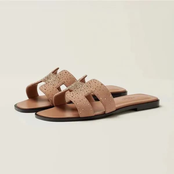 에르메스 여성 베이지 오란 - Hermes Womens Beige Slipper - he1… - 1
