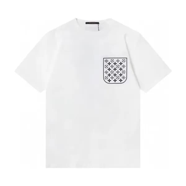 2023 루이비통 남성 화이트 크루넥 반팔티 - Louis vuitton Mens Whit… - 1