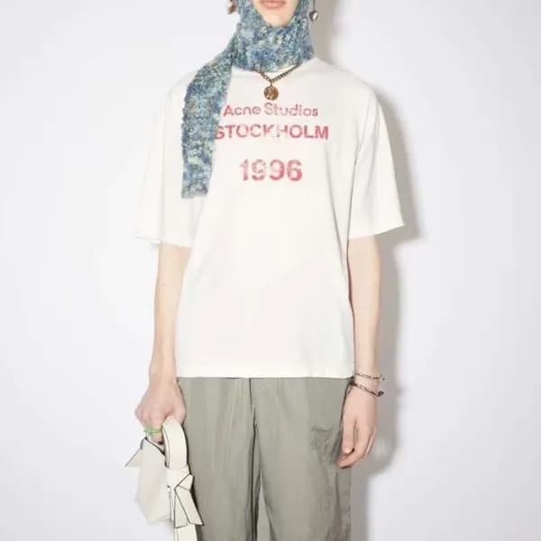 아크네 남/녀 화이트 크루넥 반팔티 - Acne Unisex White Short slee… - 1