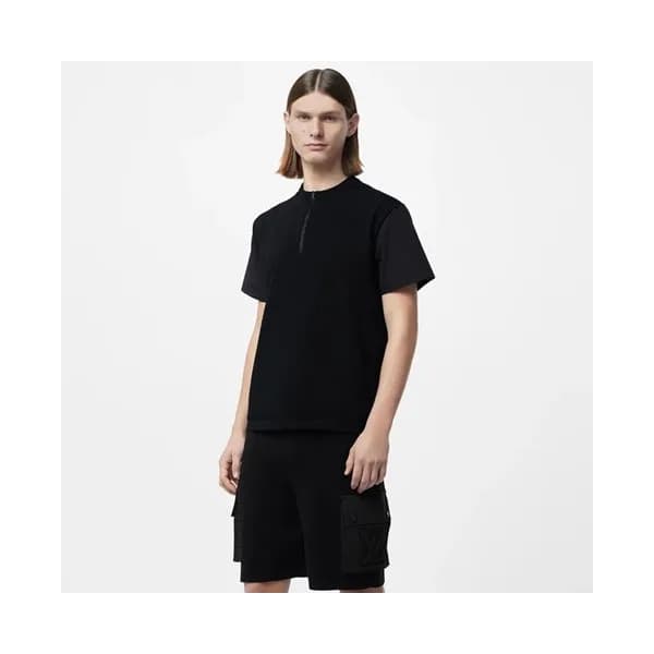 루이비통 남성 블랙 크루넥 반팔티 - Louis vuitton Mens Black Shor… - 1