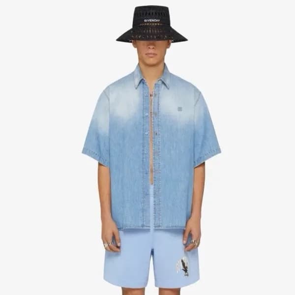 지방시 남성 블루 반팔 셔츠 - Givenchy Mens Blue Shirts - gi28… - 1