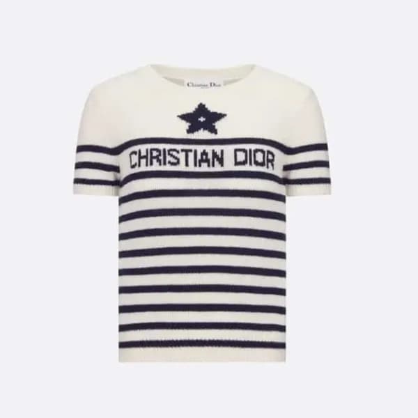 디올 여성 아이보리 반팔 니트 - Dior Womens Ivory Knit - di610x - 1