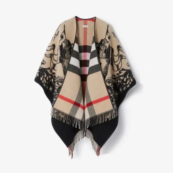버버리 여성 베이지 양면 판쵸 - Burberry Womens Beige Pancho - … - 1