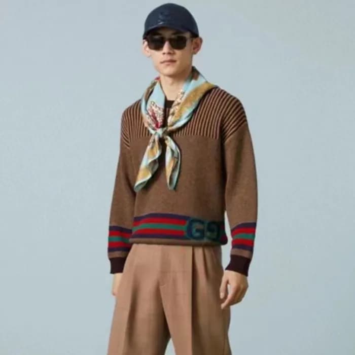 구찌 남성 카키 크루넥 스웨터 - Gucci Mens Khaki Sweaters - gu1… - 1