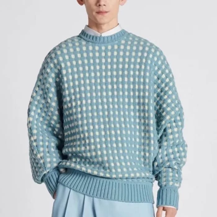 디올 남성 블루 크루넥 니트 - Dior Mens Blue Knitwear - di859x - 1