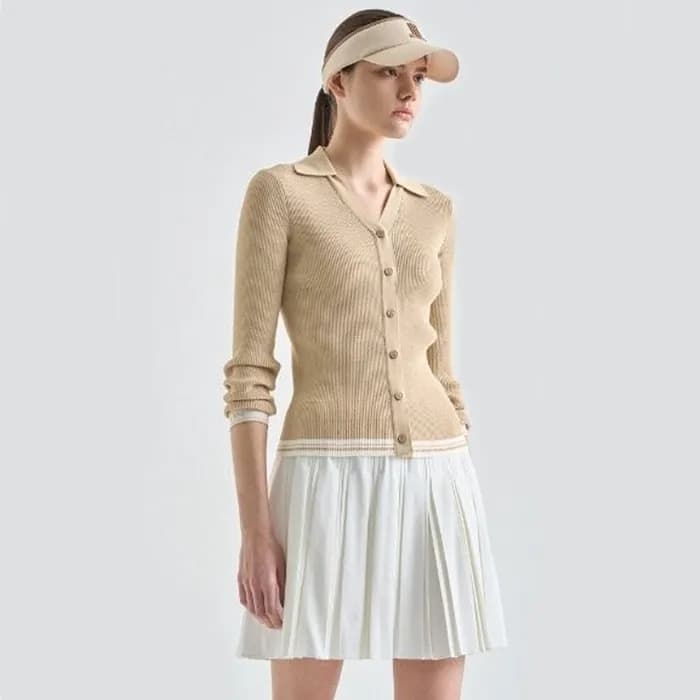 [LANVIN BLANC] 랑방블랑 여성 리브드 칼라 가디건 - gol939x - 1