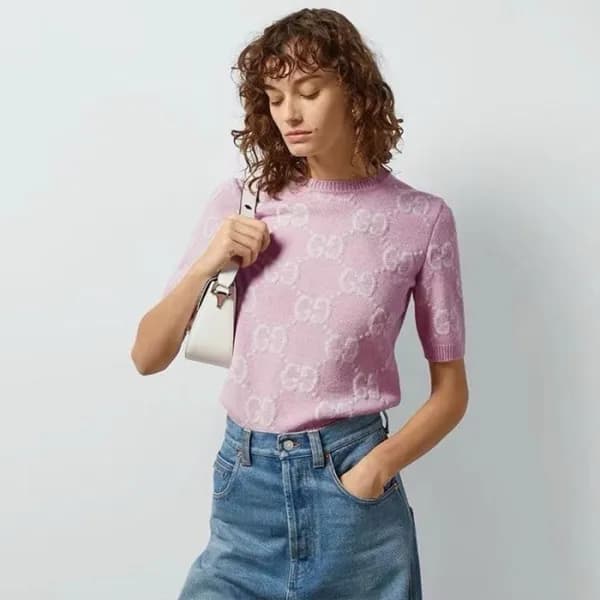 구찌 여성 연핑크 반팔티 - Gucci Womens Pink Tshirts - guc980… - 1