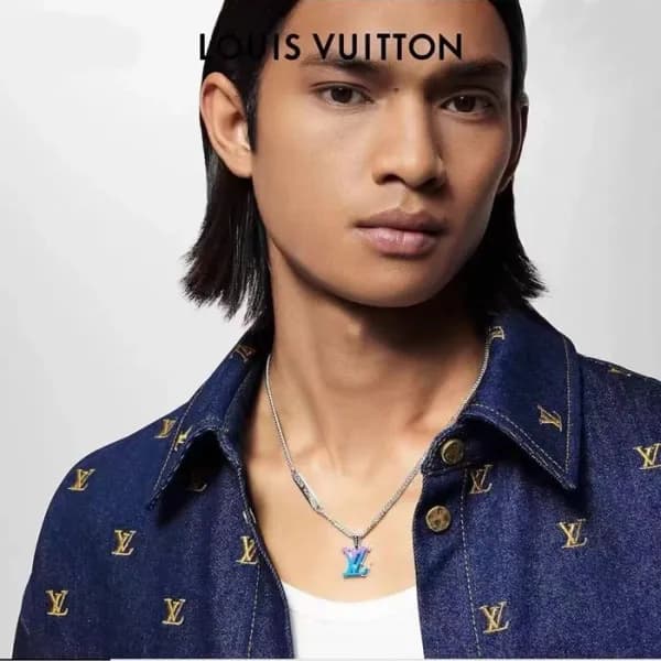루이비통 남성 체인 펜던트 팔라듐 - Louis vuitton Mens Chain Neck… - 1