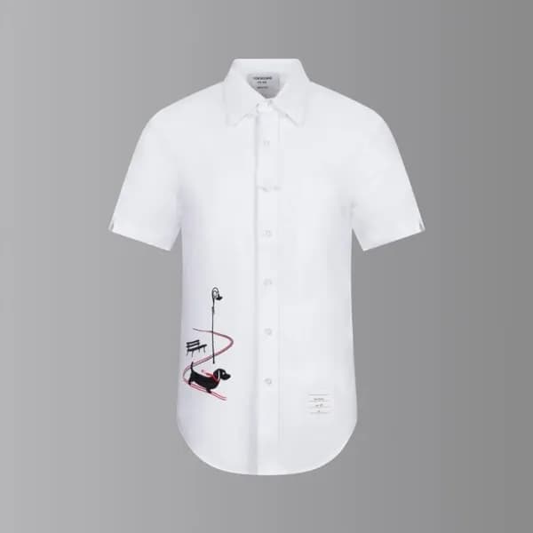 톰브라운 남성 반팔 셔츠 - Thom Browne Mens White Shirts - th… - 1