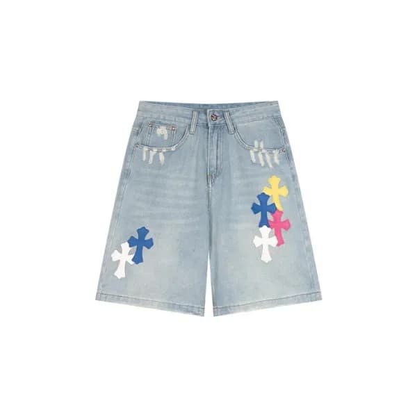 크롬하츠 남성 데님 쇼츠 - Chrom Hearts Mens Denim Shorts - c… - 1