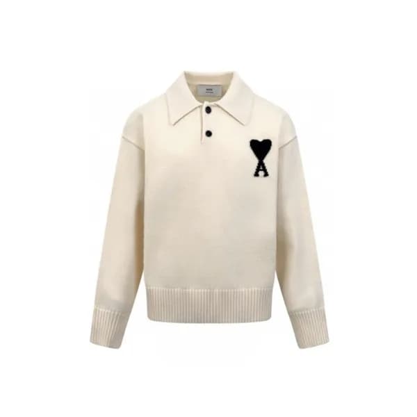 아미 남/녀 폴로 니트 - Ami Unisex Polo Knitwear - amc8505x - 1