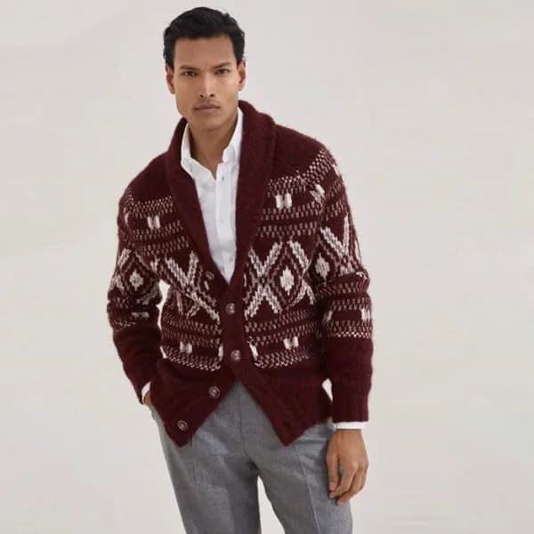 브루넬로쿠치넬리 남성 브이넥 가디건 - Brunello Cucinelli Mens V-ne… - 1