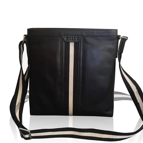 [발리] 블랙 수입가죽 남성용 크로스백 - ba0006b Bally Black Leathe… - 1