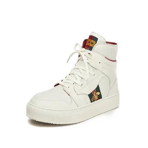 GUCCI 2018 MENS LEATHER HONEY BEE ANKLE SKEAKERS -… - 1