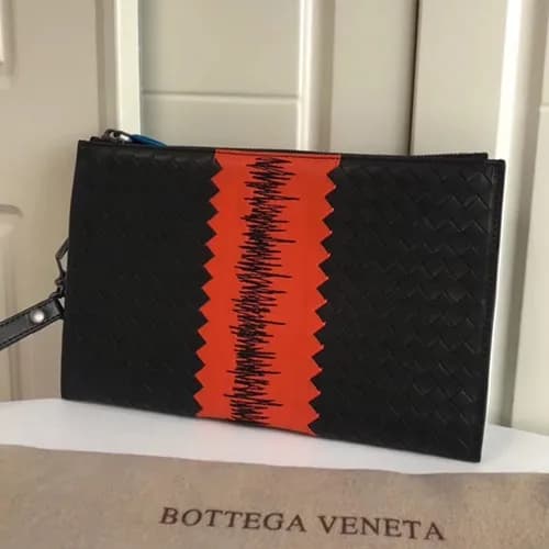 Bottega Veneta Leather Black Clutch Bag,34cm - 보테가… - 1