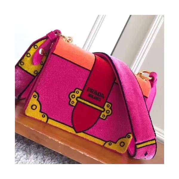 Prada Velvet Leather Shoulder Bag,20cm - 프라다 벨벳 레더… - 1