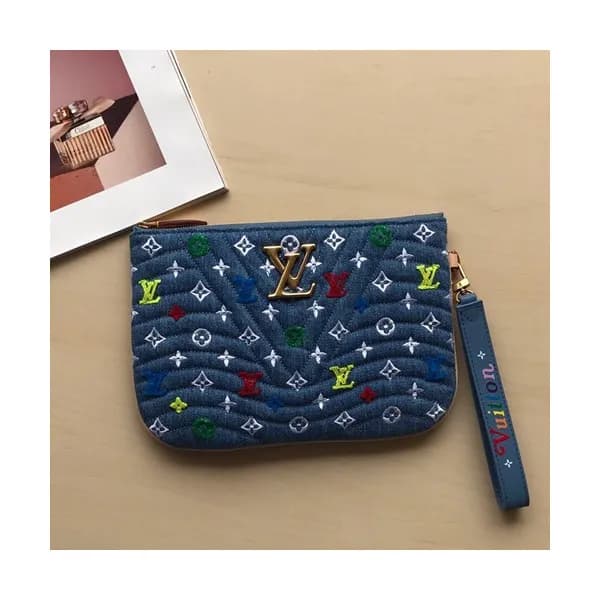 Louis Viutton 2019 Denim New Wave Zip Pochette Clu… - 1