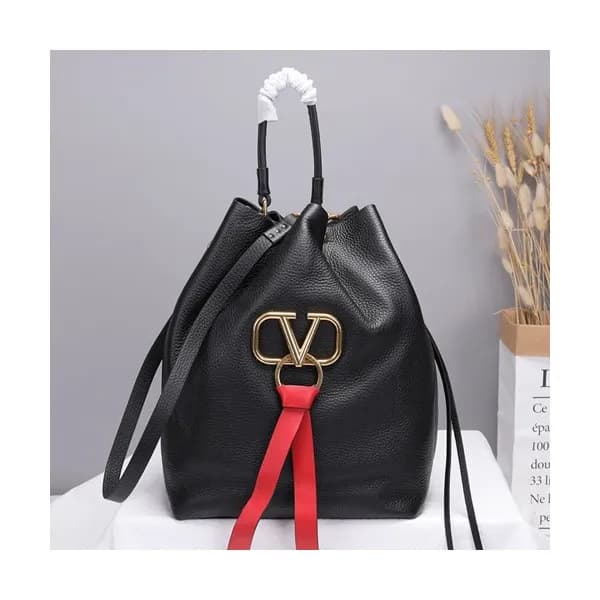 Valentino 2019 V-ring Leather Large Bucket Tote Sh… - 1