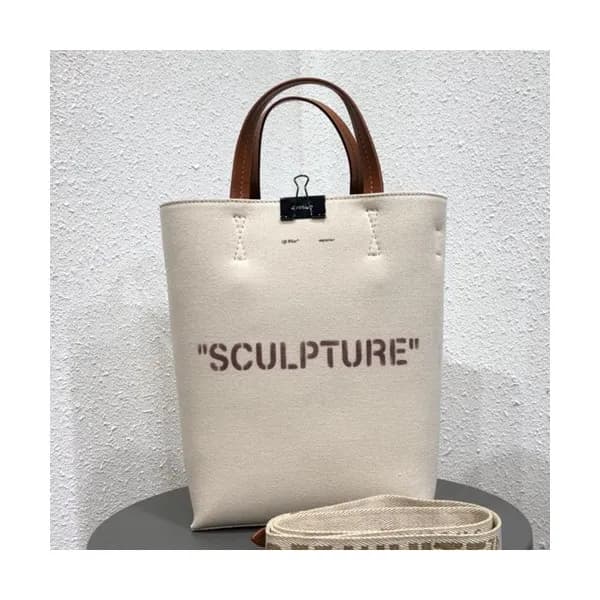 Off White 2019 Vintage Canvas Bucket Tote Shoulder… - 1
